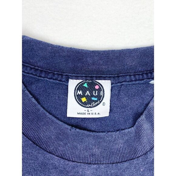 Vintage Maui and Sons T-Shirt Large Blue Tie Dye Stone Wash Single Stitch - Picture 4 of 11